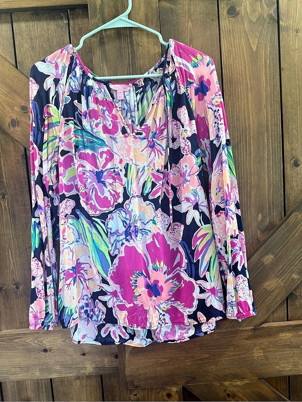 Lilly Pulitzer Floral Blouse in Pink & Blue Size Medium Like New